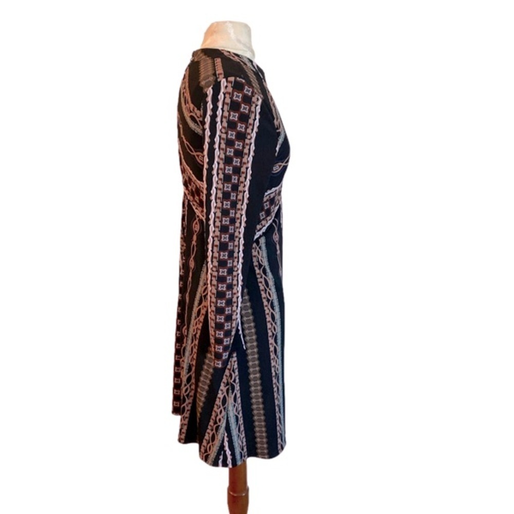 Free People Stella Mini Dress Small Graphic Retro Print Funky Long Sleeve NWT - Picture 3 of 13